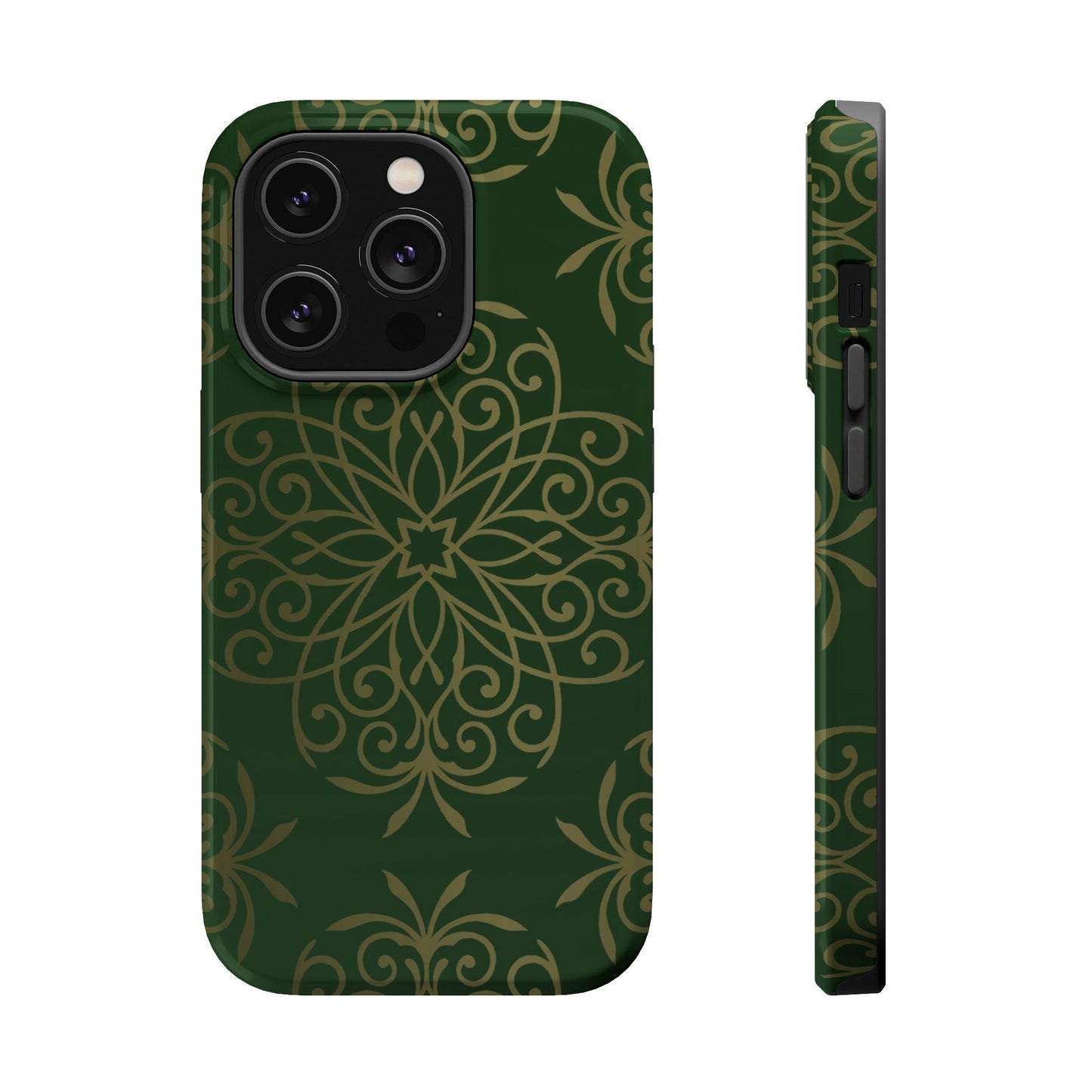 Gold and Green Flowery Design - Iphone Magnetic Tough Case