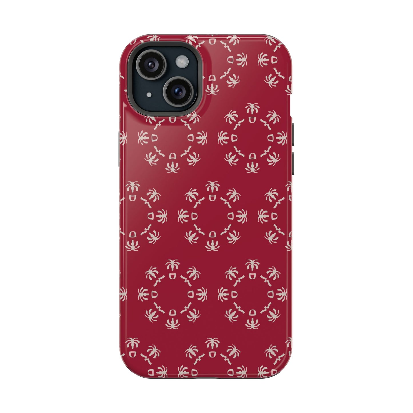 Palm Trees and coffee cups Geometric circle Design - Iphone Magnetic Tough Case