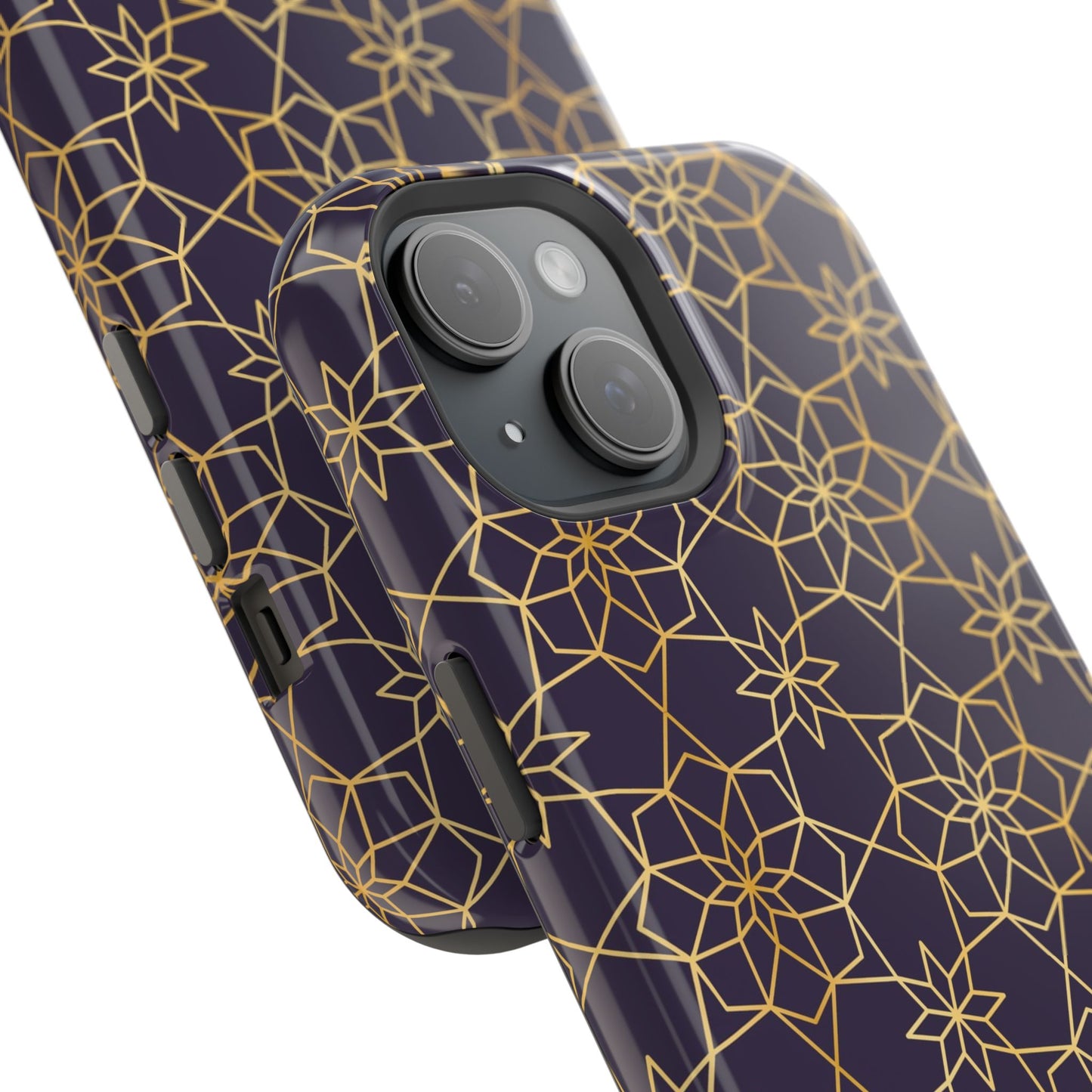 Gold and Purple Geometric Design Iphone Magnetic Tough Case