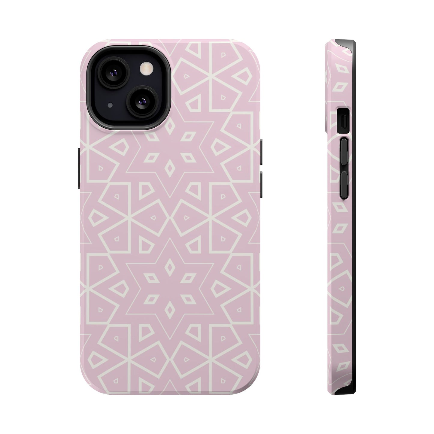 Pink and White Geometric Design Iphone Magnetic Tough Case
