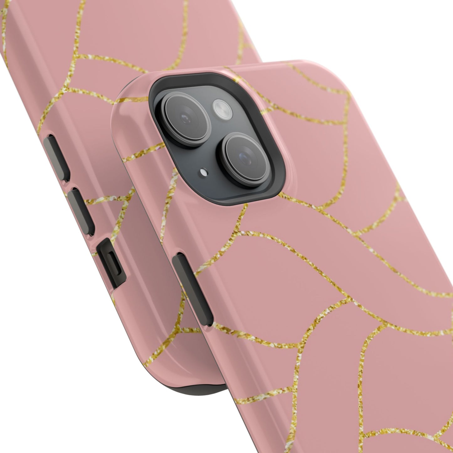 Pink and Gold Geometric Design - Iphone Magnetic Tough Case