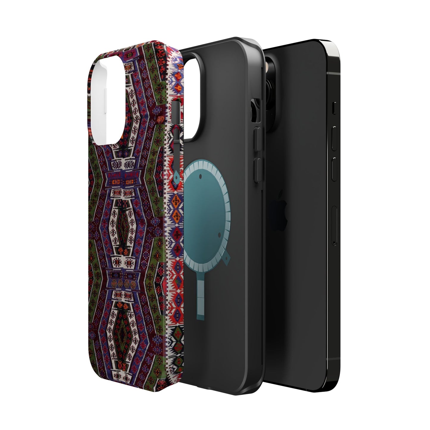 Purple and Green Geometric Design - Iphone Magnetic Tough Case