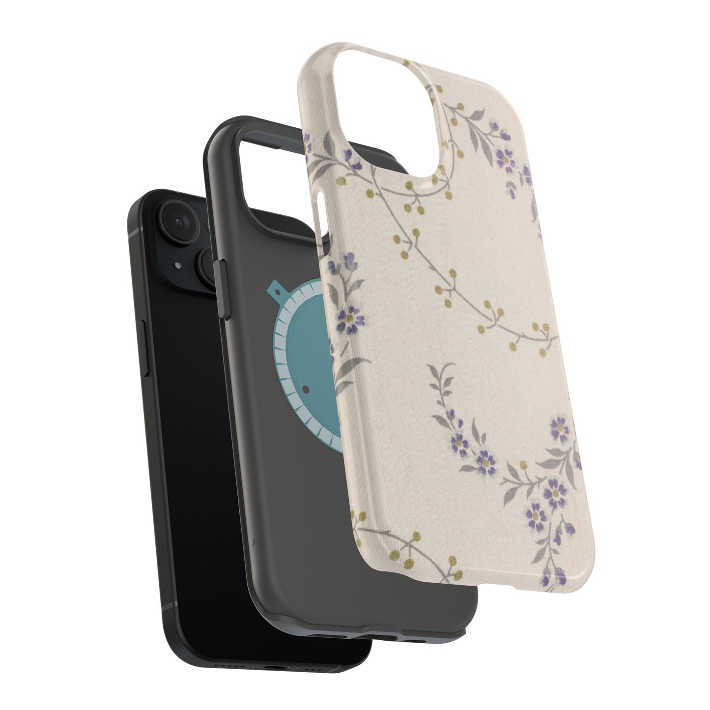 Purple Floral Design - Iphone Magnetic Tough Case