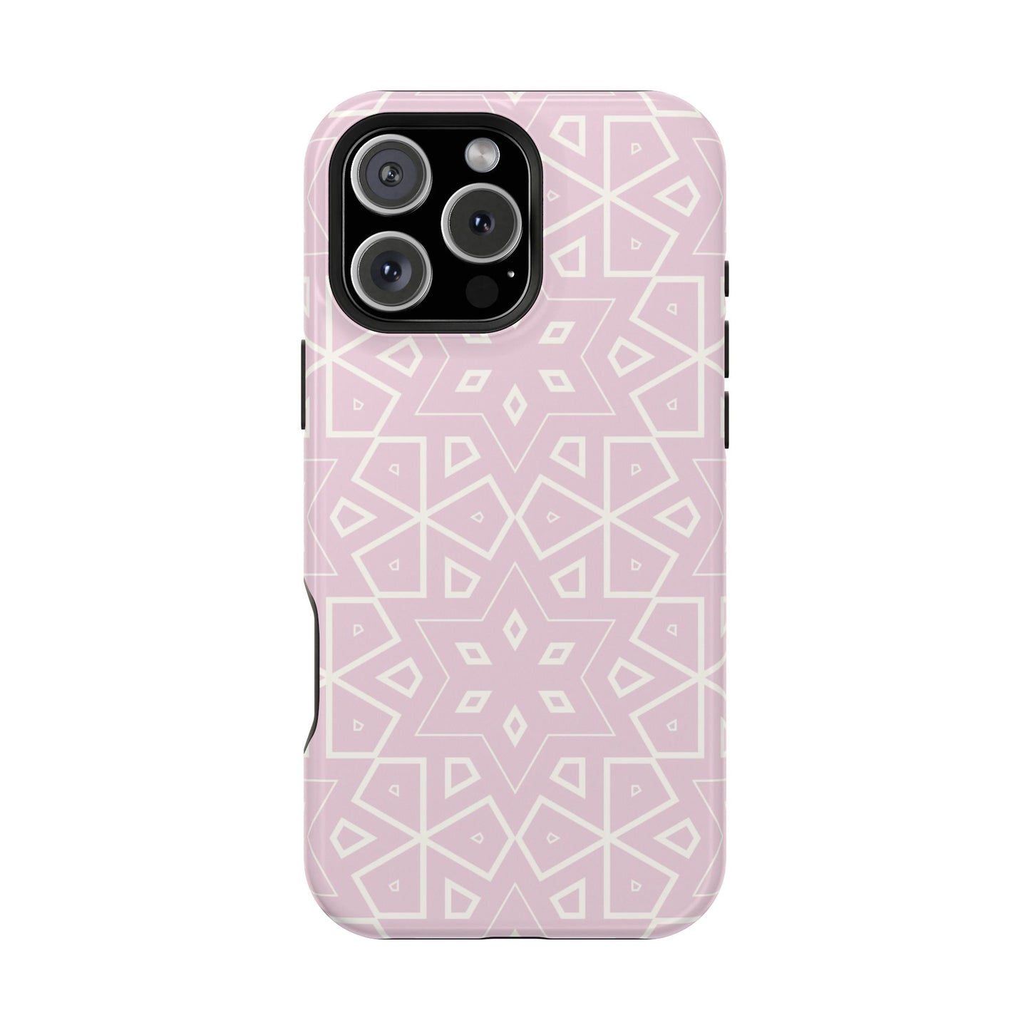 Pink and White Geometric Design Iphone Magnetic Tough Case