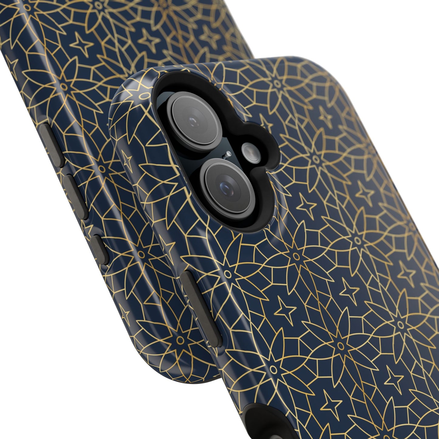 Navy and Gold Geometric Design Iphone Magnetic Tough Case