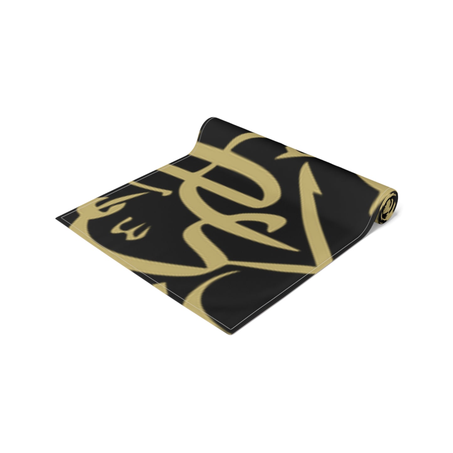 Black and Gold Arabic Letters Elegant Table Runner - Perfect for Dining & Celebrations