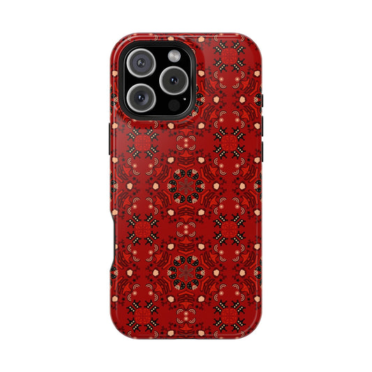 Red geometric Design - Iphone Magnetic Tough Case