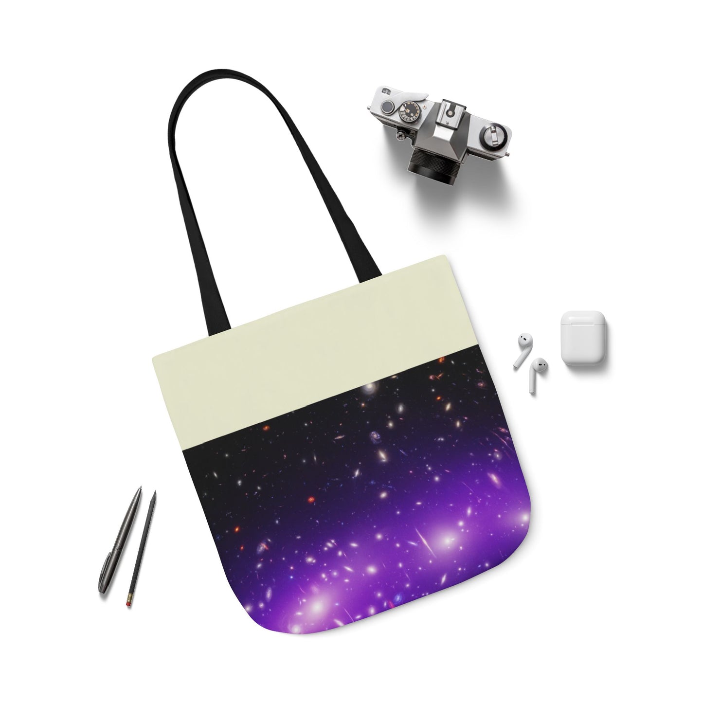 Galaxy Cluster Canvas Tote Bag, 2-Color Straps