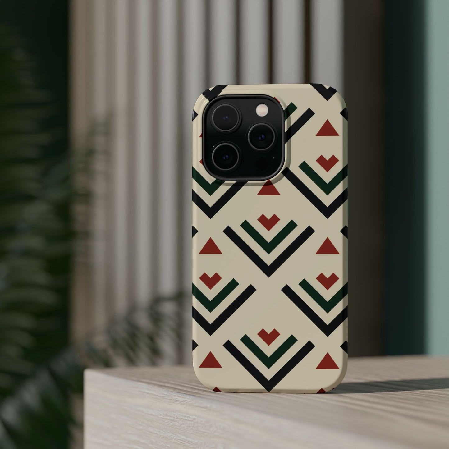 Red Black Green Geometric Design Iphone Magnetic Tough Case