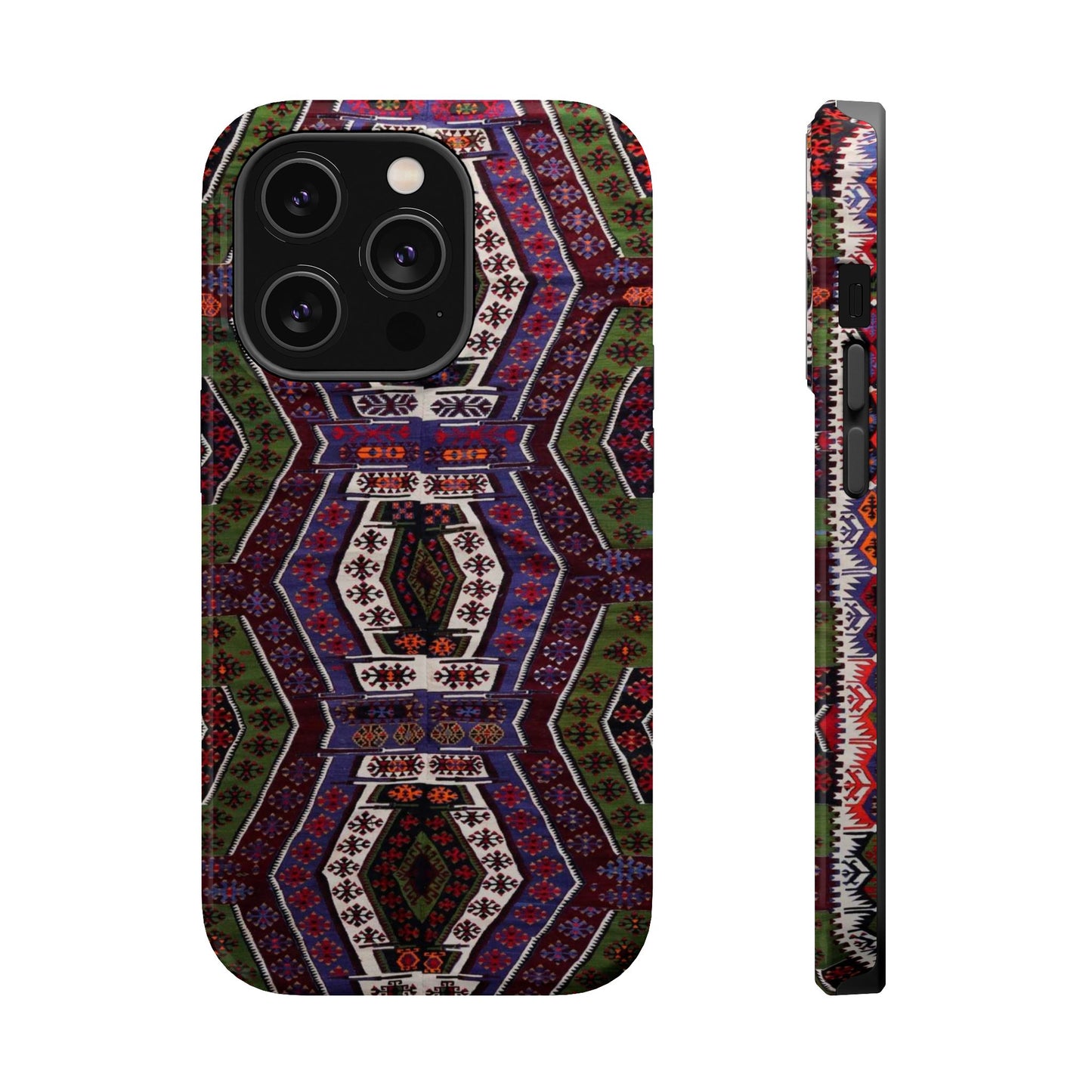 Purple and Green Geometric Design - Iphone Magnetic Tough Case