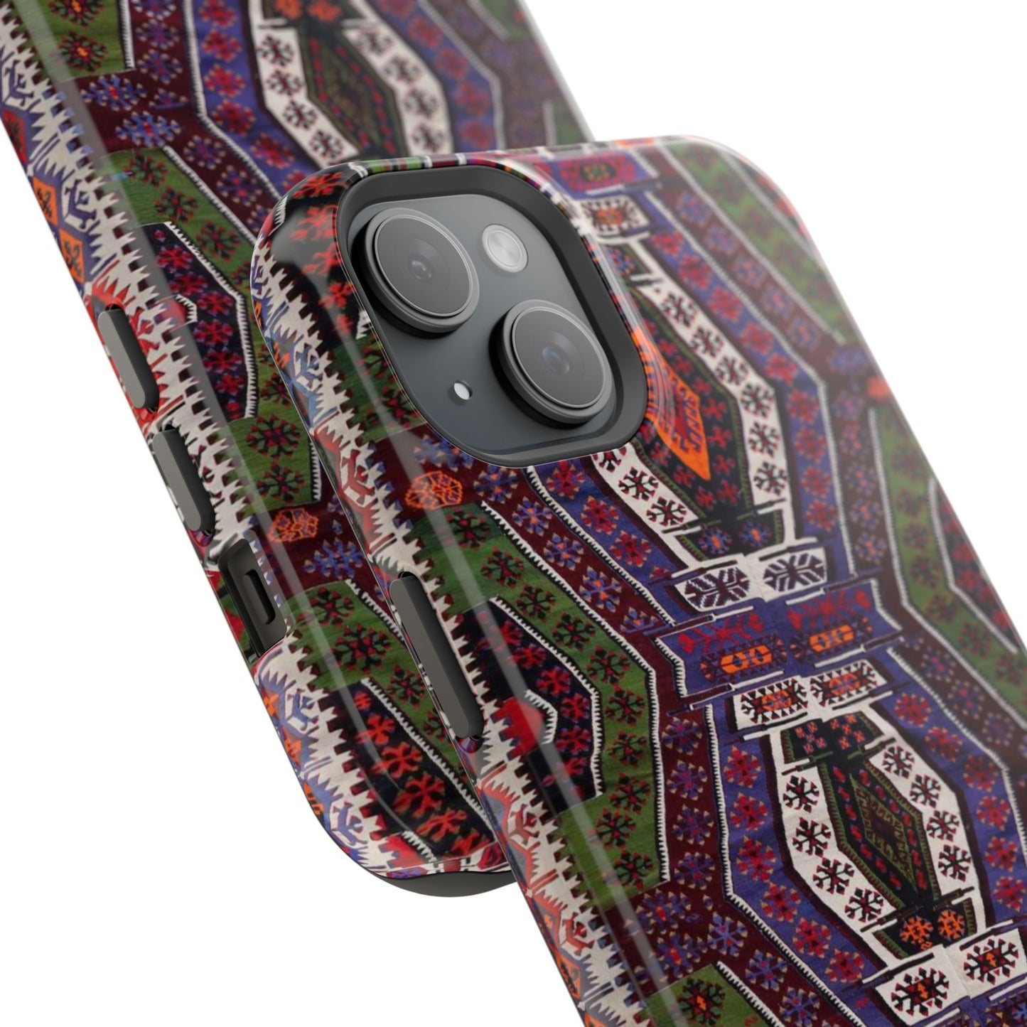 Purple and Green Geometric Design - Iphone Magnetic Tough Case