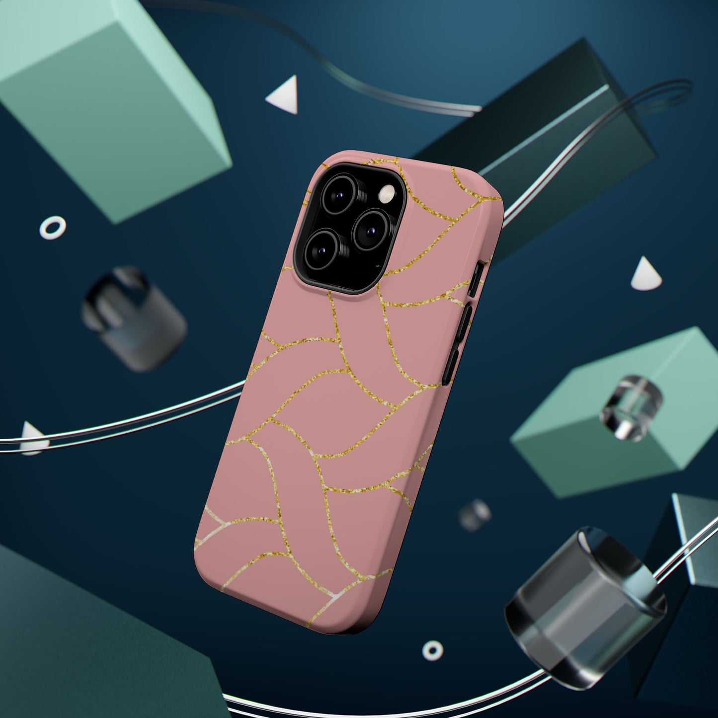 Pink and Gold Geometric Design - Iphone Magnetic Tough Case
