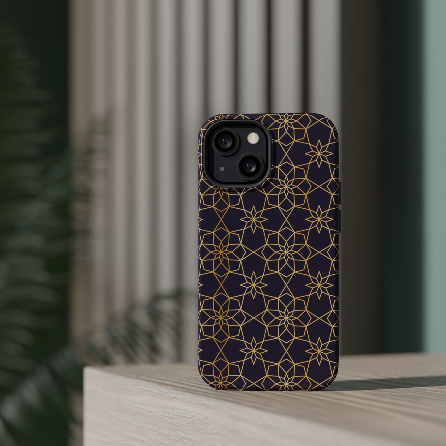 Gold and Purple Geometric Design Iphone Magnetic Tough Case