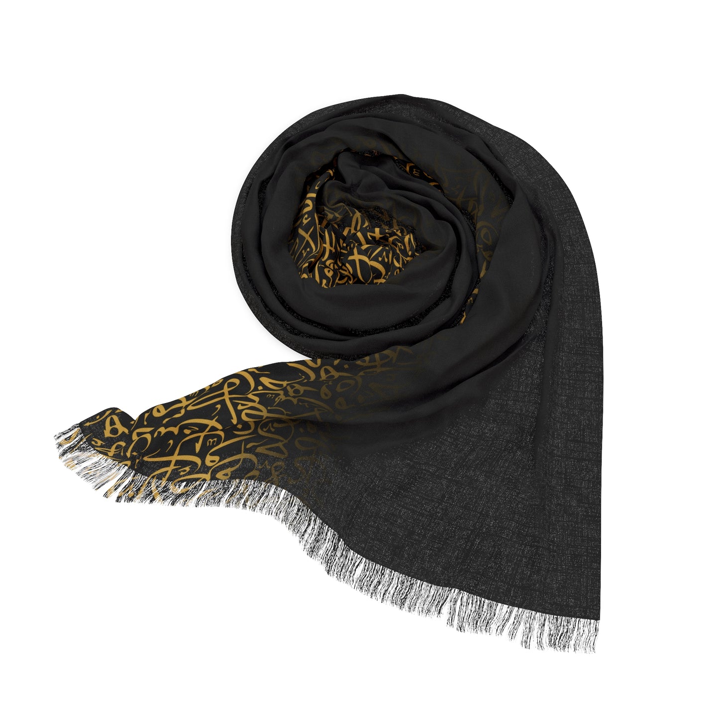 Black and Gold Arabic Calligraphy Light Scarf