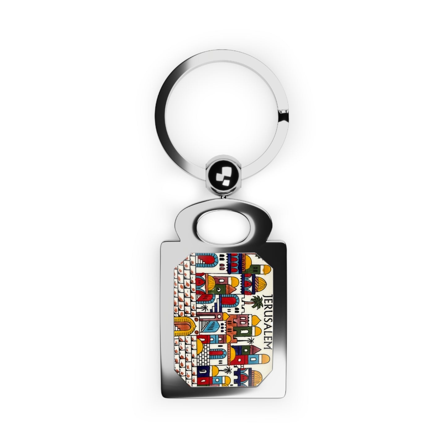 Rectangular Jerusalem Memorable Keepsake Keychain, Keyring