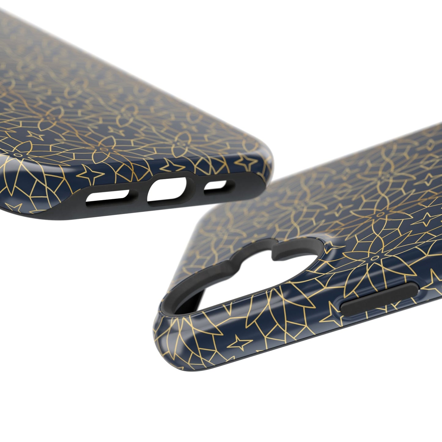 Navy and Gold Geometric Design Iphone Magnetic Tough Case
