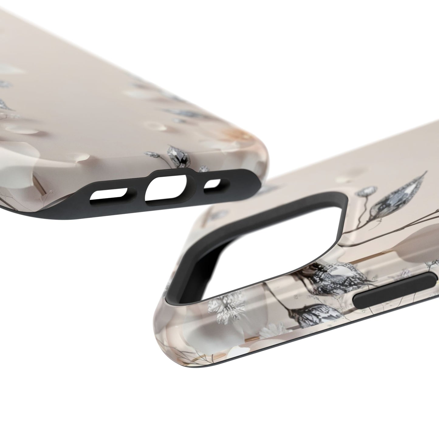 White Flowers and Diamonds 💎 Design - Iphone Magnetic Tough Case