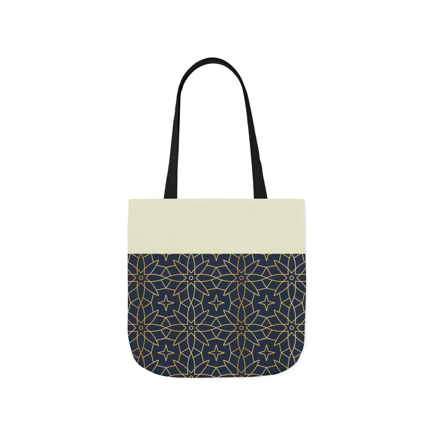 Navy and Gold Star ⭐️ Geometric Tote Bag, 2-Color Strap