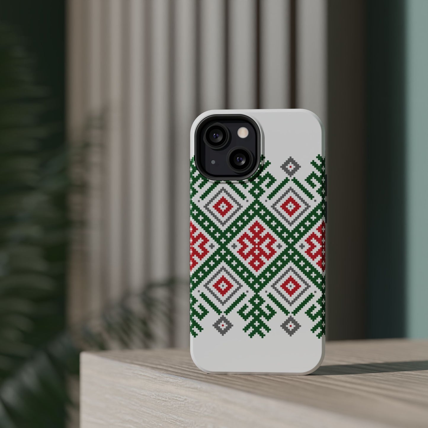 Red white Green and Black Geometric Design Iphone Magnetic Tough Case