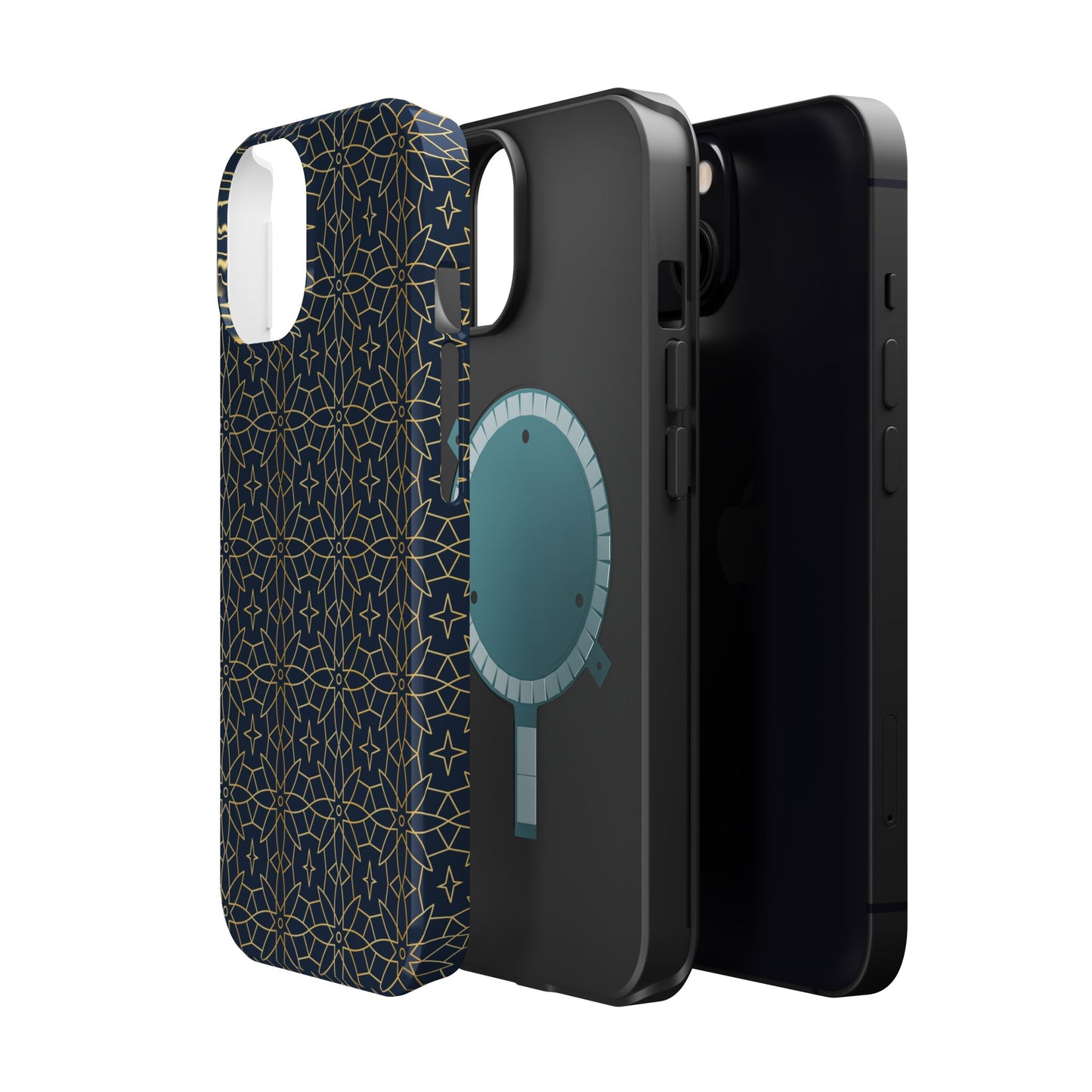 Navy and Gold Geometric Design Iphone Magnetic Tough Case