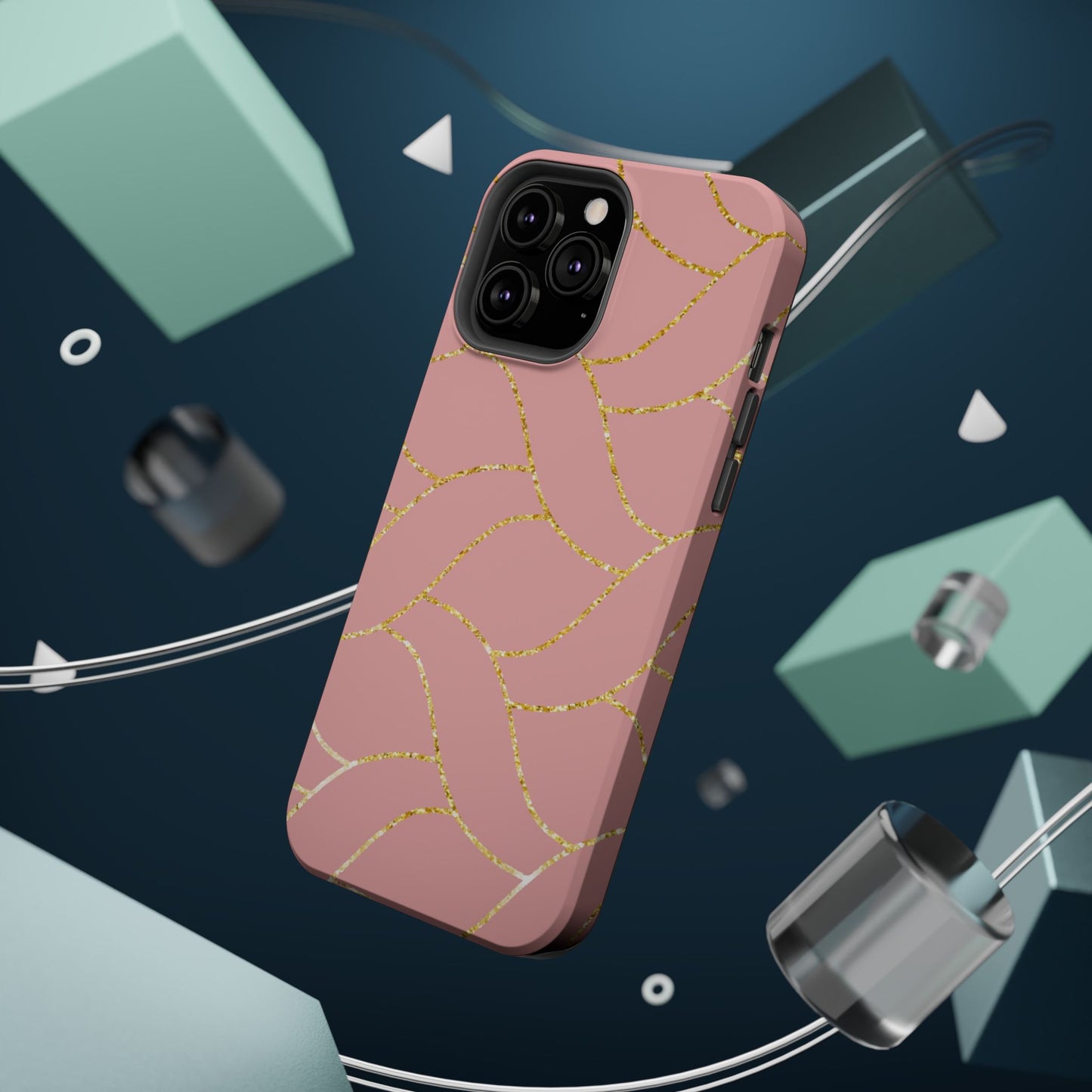 Pink and Gold Geometric Design - Iphone Magnetic Tough Case
