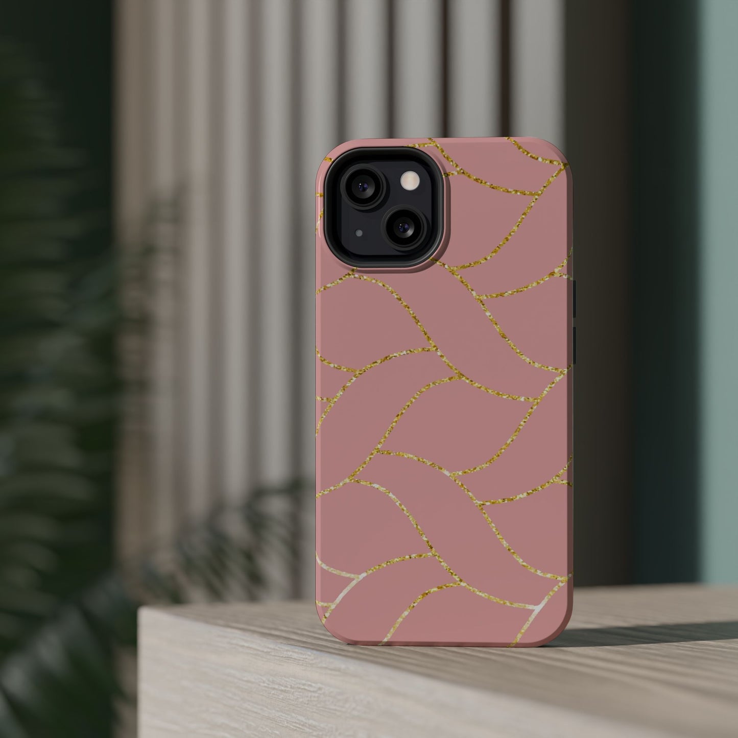 Pink and Gold Geometric Design - Iphone Magnetic Tough Case