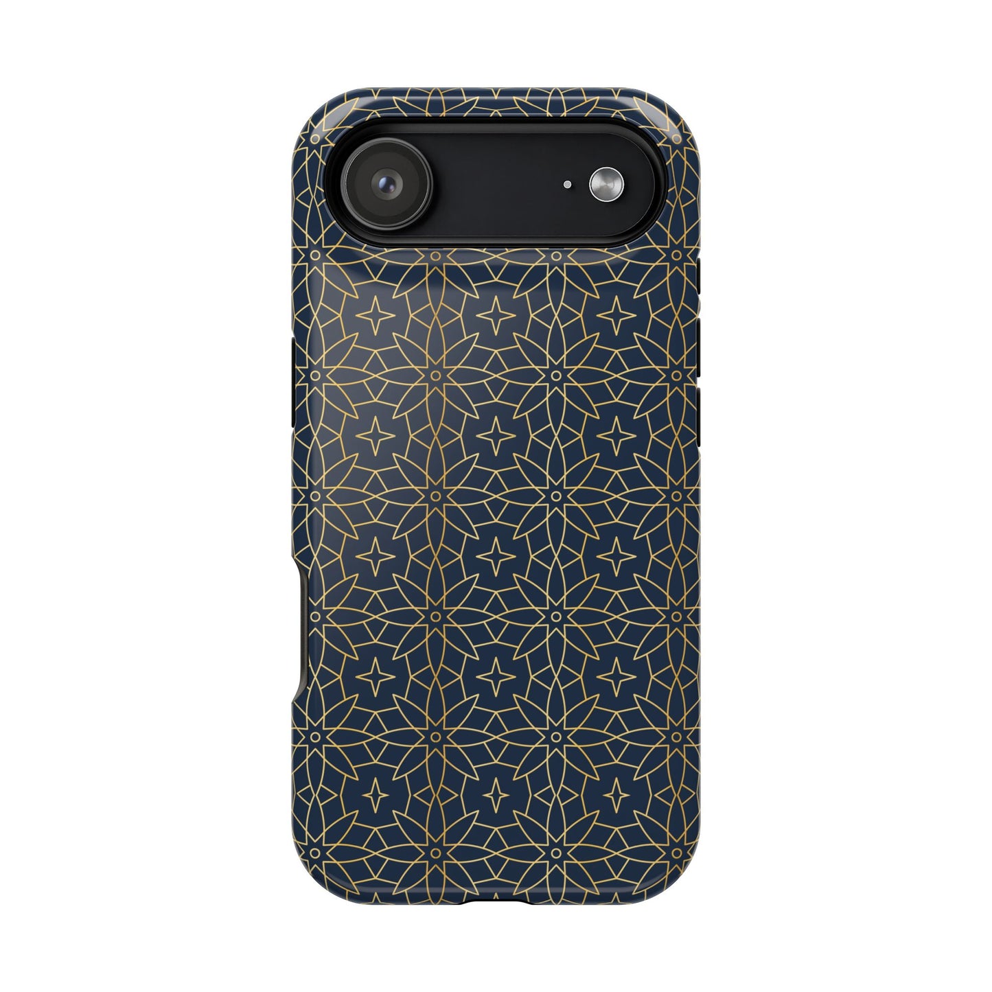 Navy and Gold Geometric Design Iphone Magnetic Tough Case