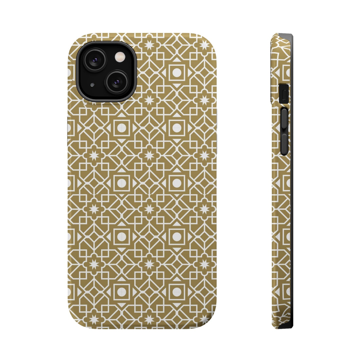 Beige and Gold Geometric Design Iphone Magnetic Tough Case