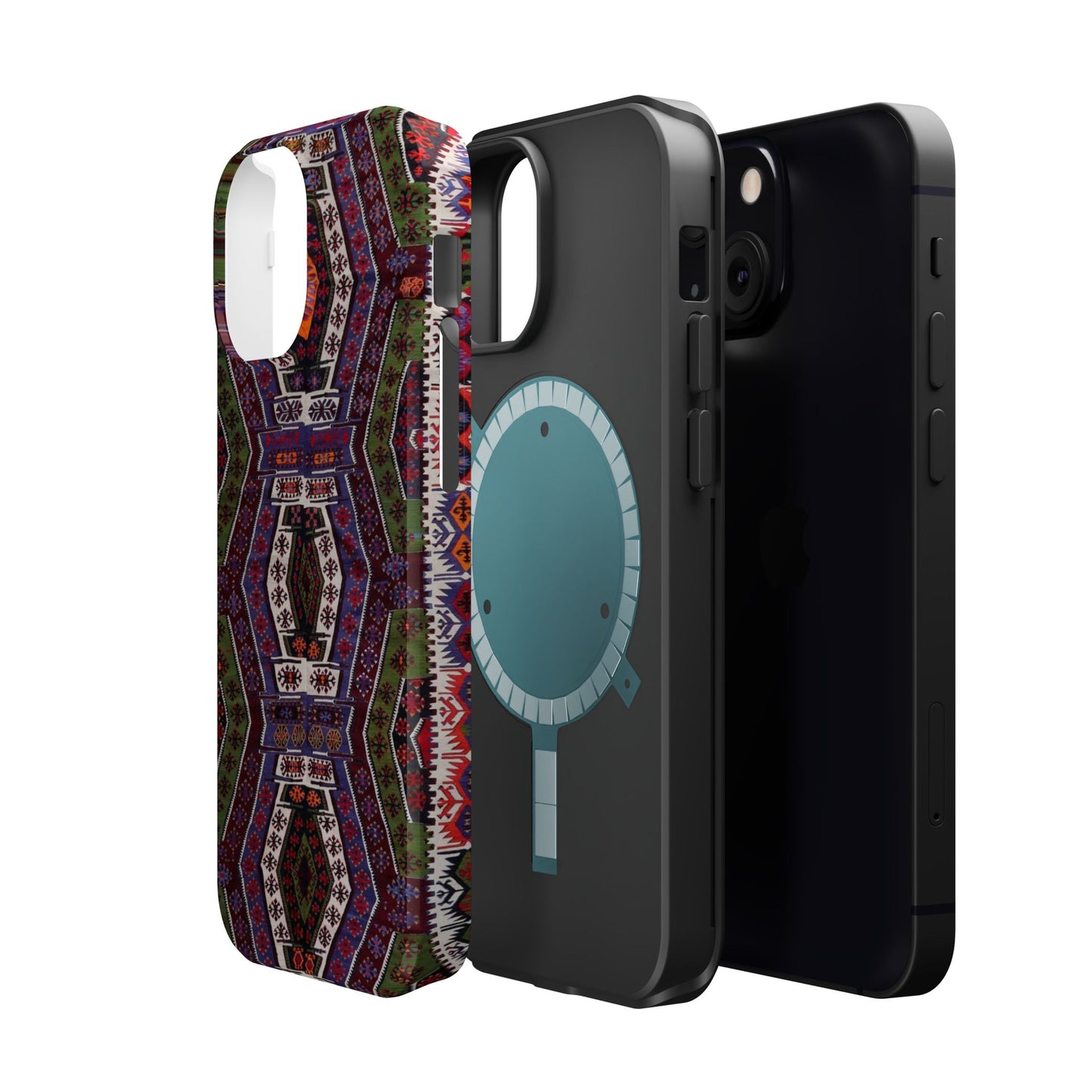 Purple and Green Geometric Design - Iphone Magnetic Tough Case