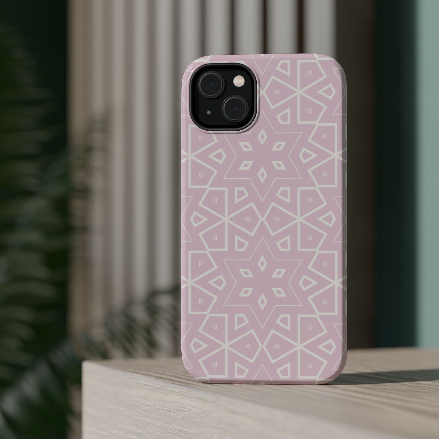 Pink and White Geometric Design Iphone Magnetic Tough Case