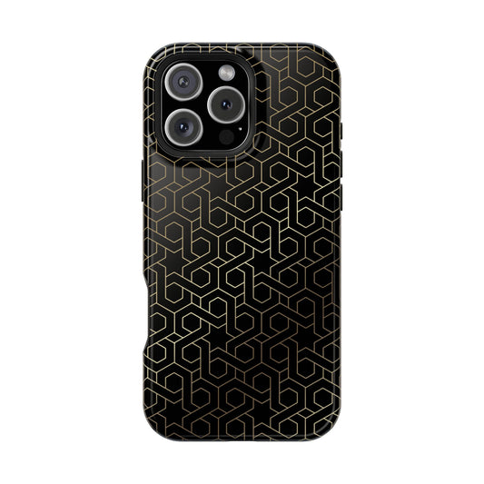 Black and Gold ⭐️ Geometric Design Iphone Magnetic Tough Case