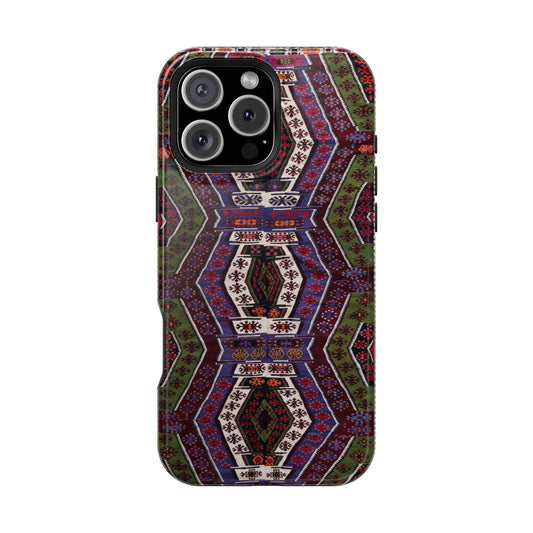 Purple and Green Geometric Design - Iphone Magnetic Tough Case
