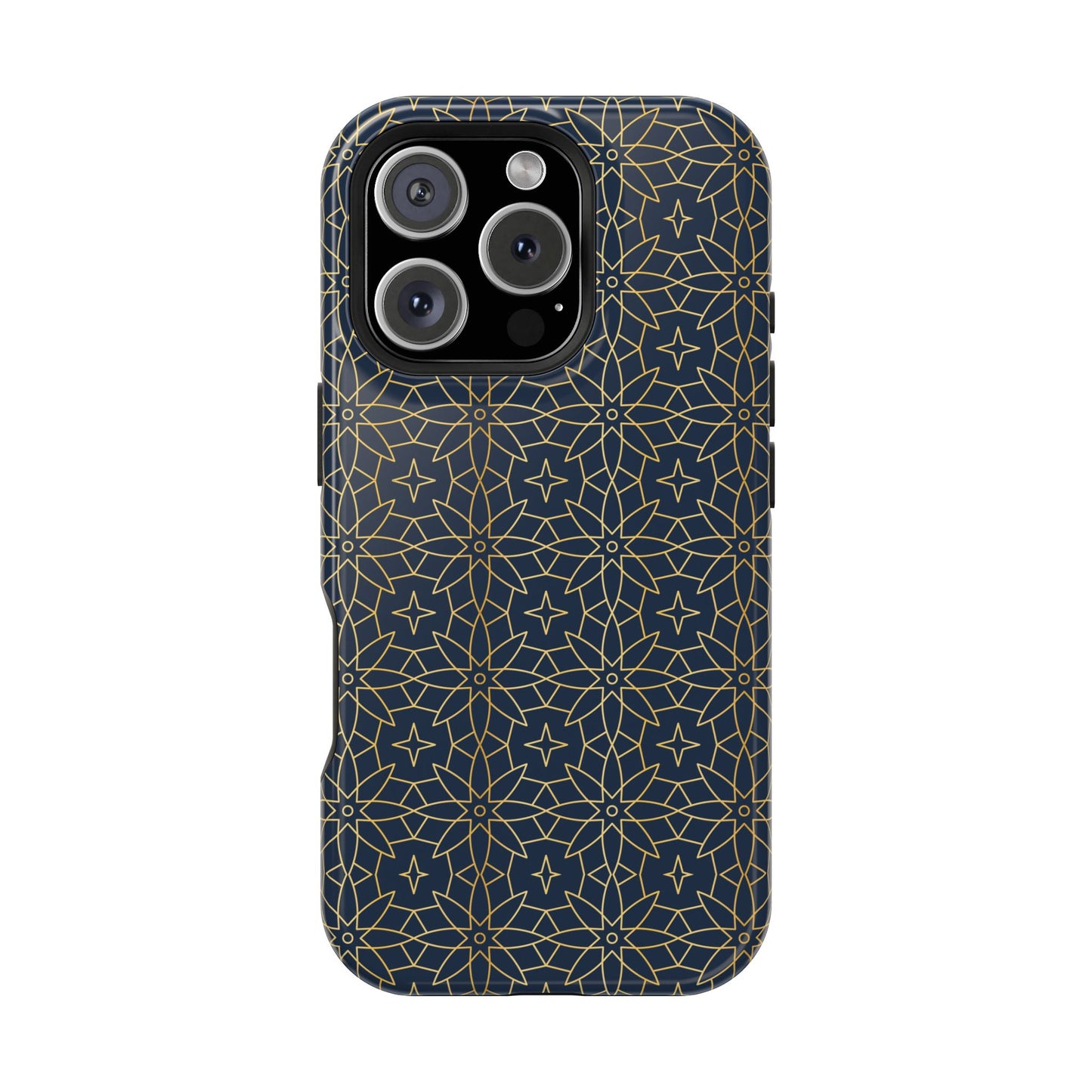 Navy and Gold Geometric Design Iphone Magnetic Tough Case