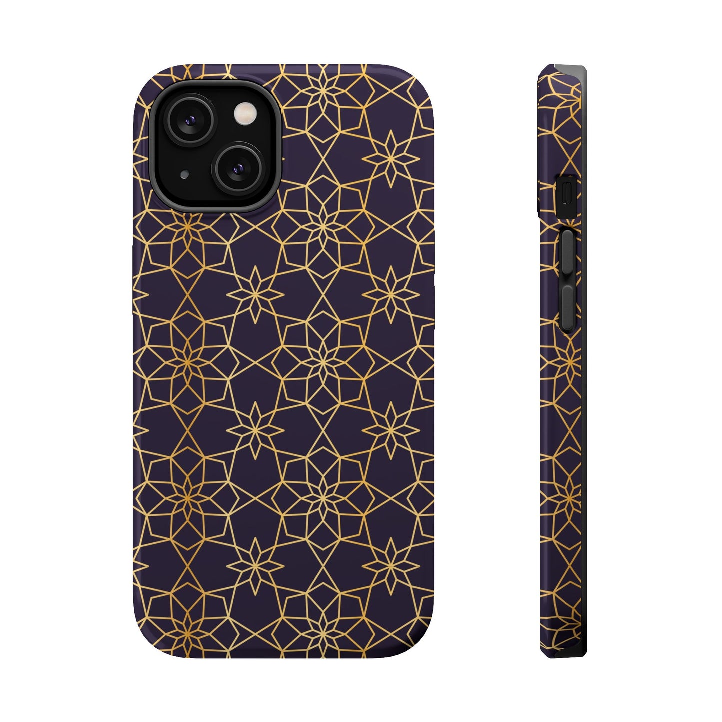 Gold and Purple Geometric Design Iphone Magnetic Tough Case
