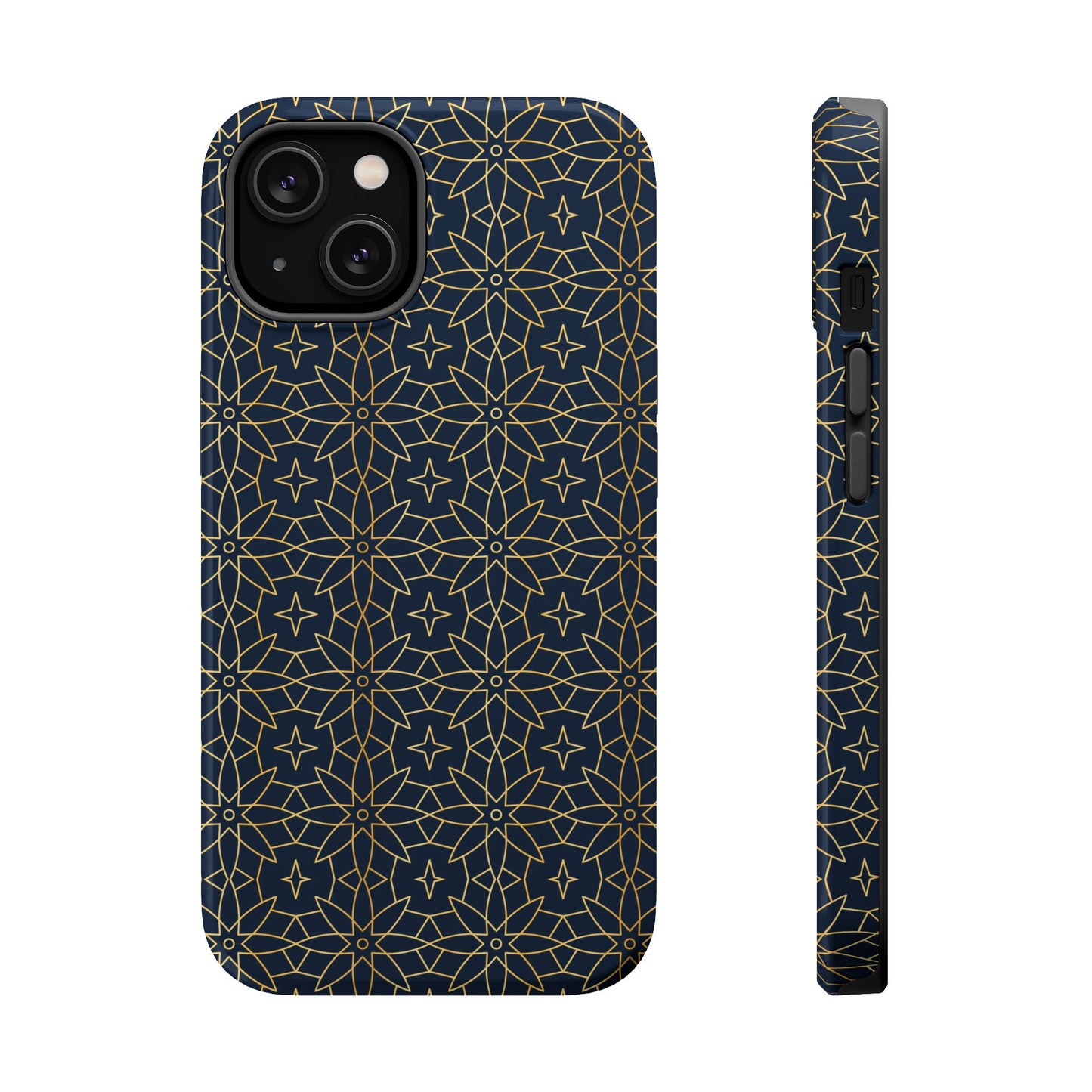 Navy and Gold Geometric Design Iphone Magnetic Tough Case