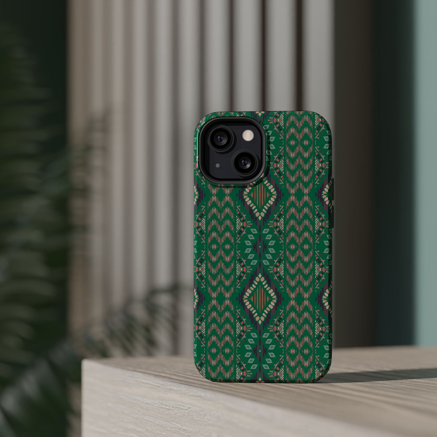 Emerald Green Geometric Design Iphone Magnetic Tough Case