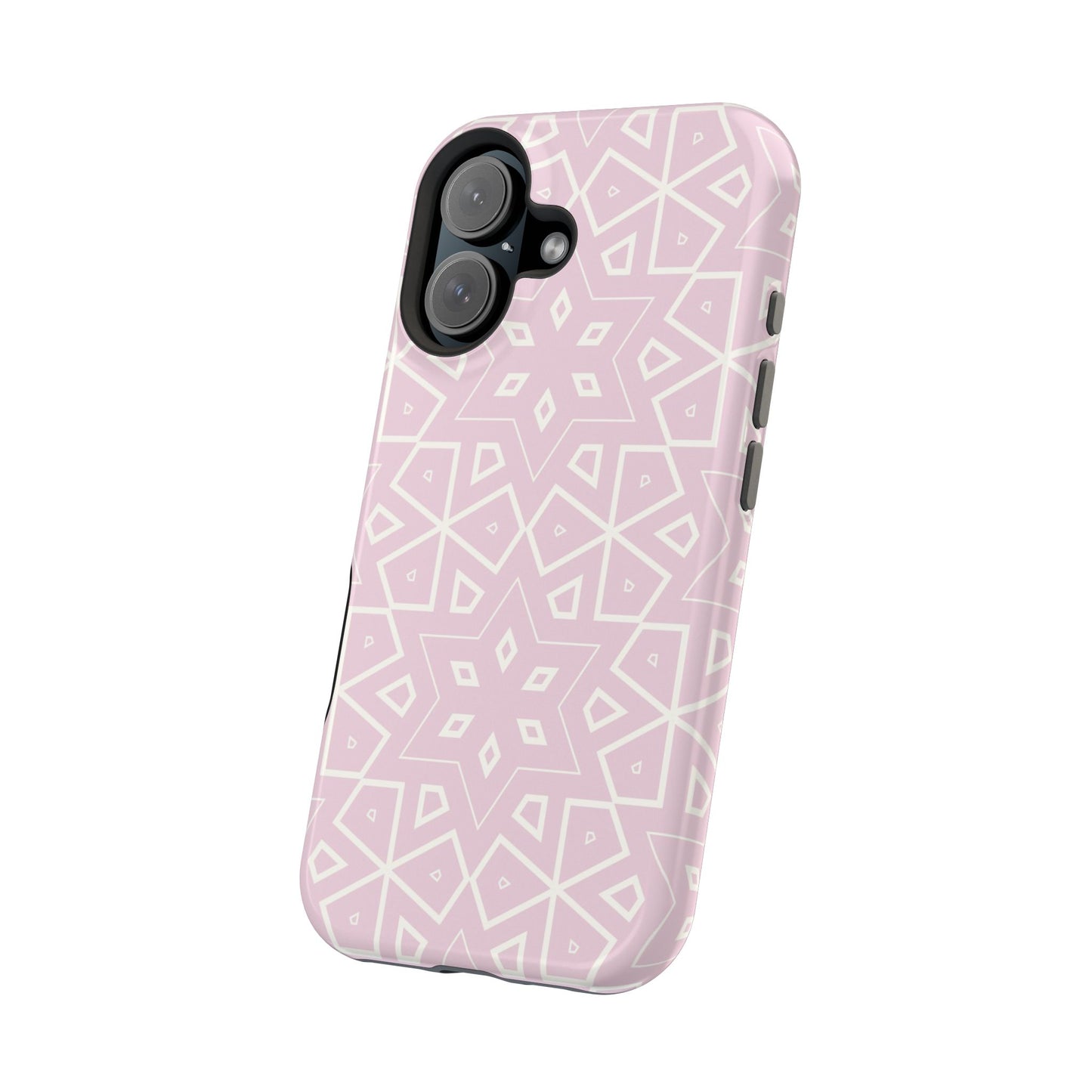 Pink and White Geometric Design Iphone Magnetic Tough Case