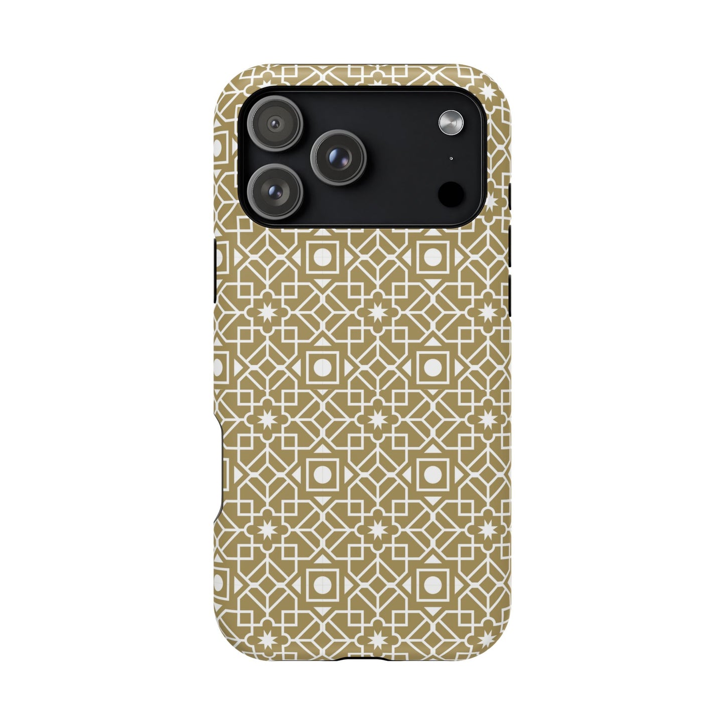 Beige and Gold Geometric Design Iphone Magnetic Tough Case