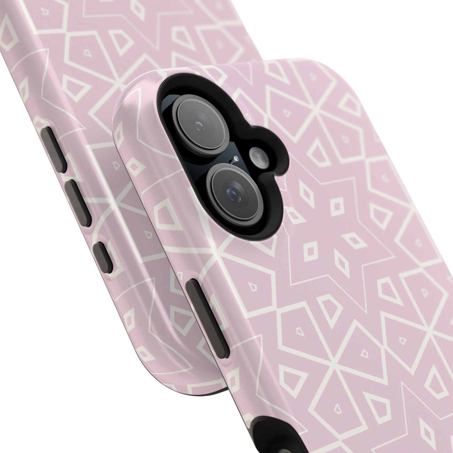 Pink and White Geometric Design Iphone Magnetic Tough Case