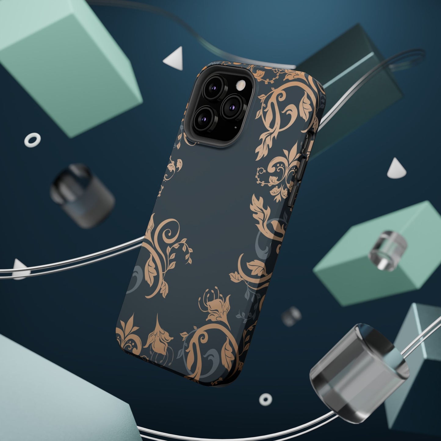 Gold flowers Iphone Magnetic Tough Cases