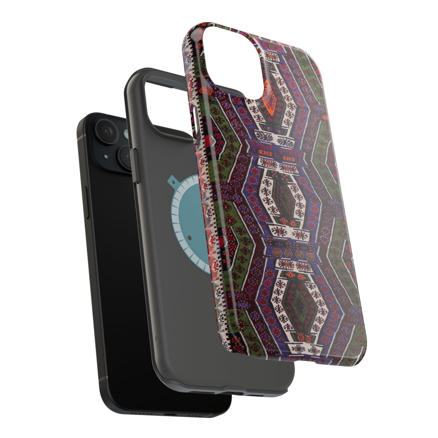 Purple and Green Geometric Design - Iphone Magnetic Tough Case