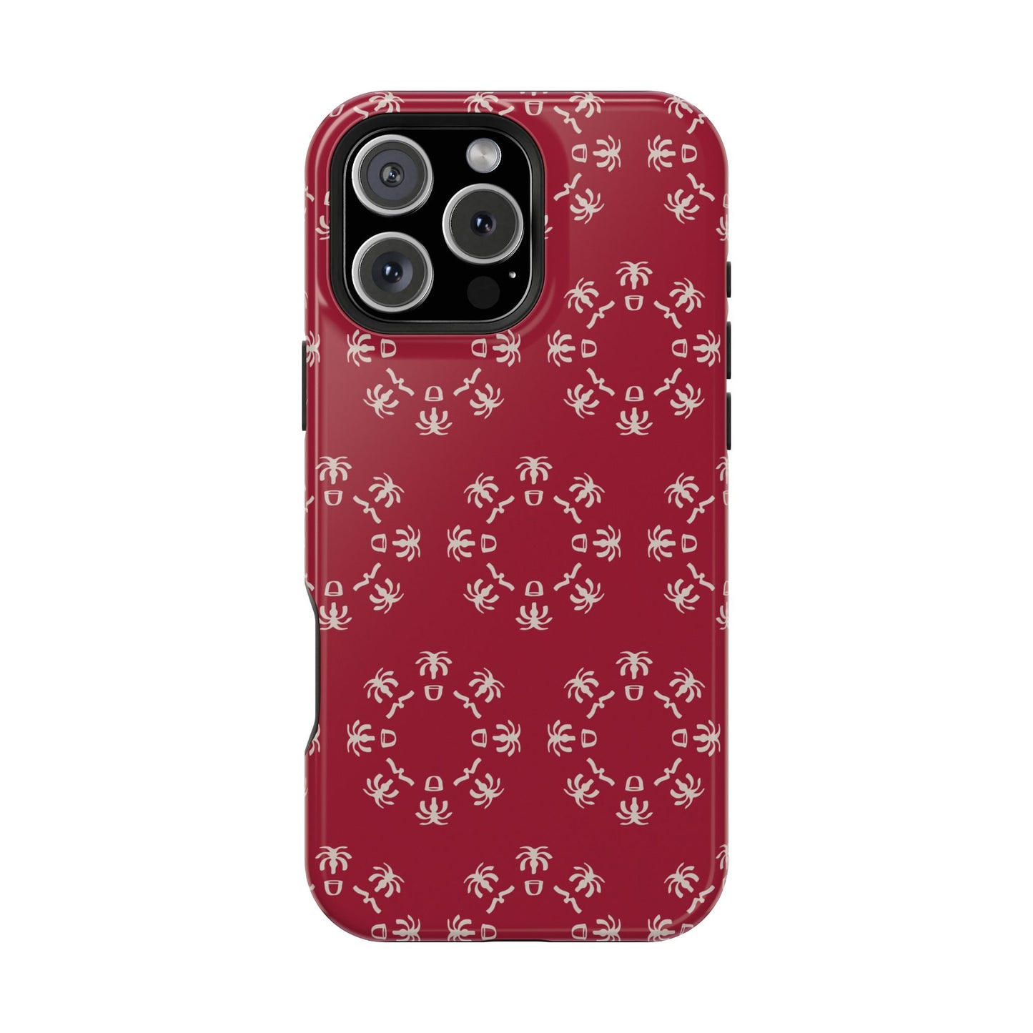 Palm Trees and coffee cups Geometric circle Design - Iphone Magnetic Tough Case
