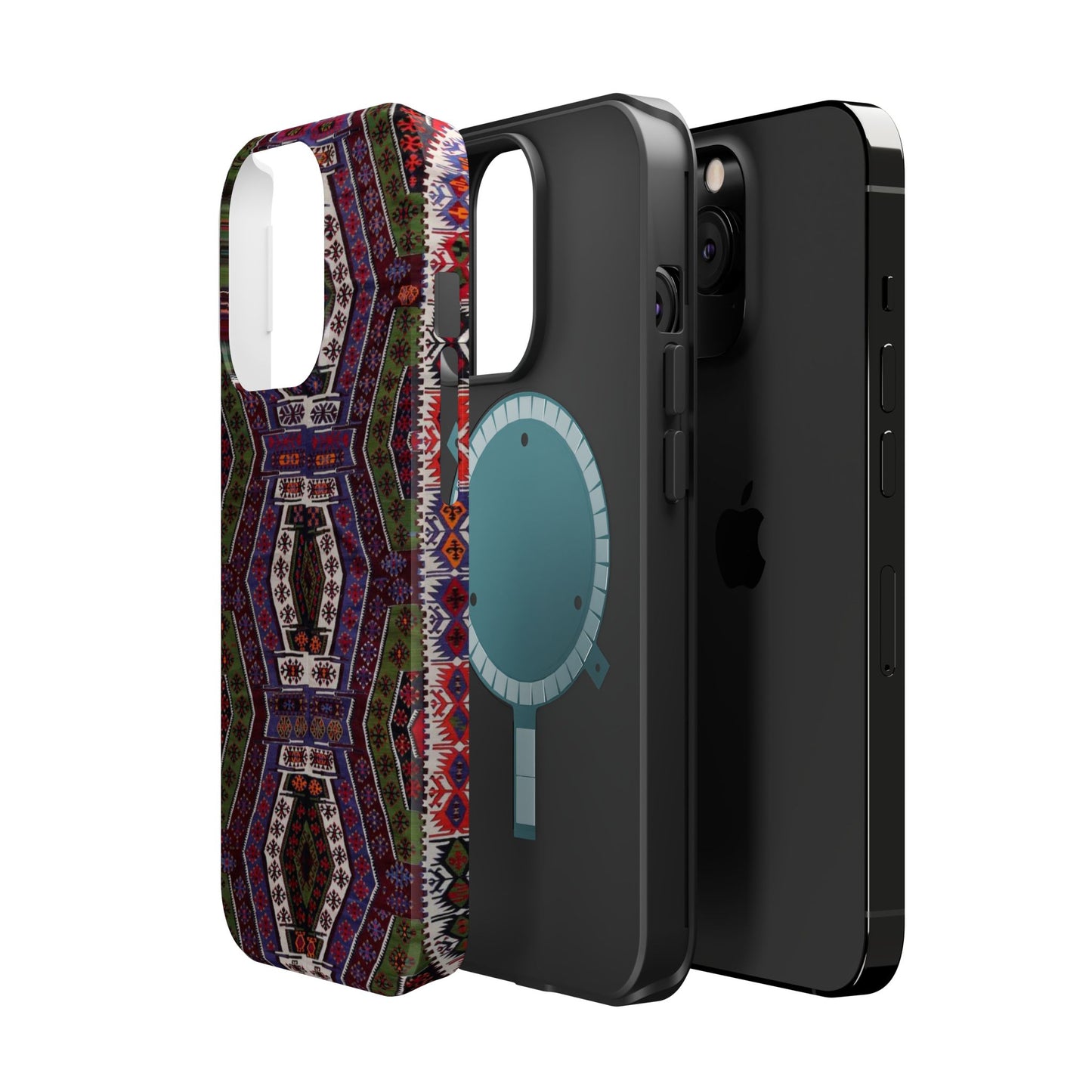 Purple and Green Geometric Design - Iphone Magnetic Tough Case