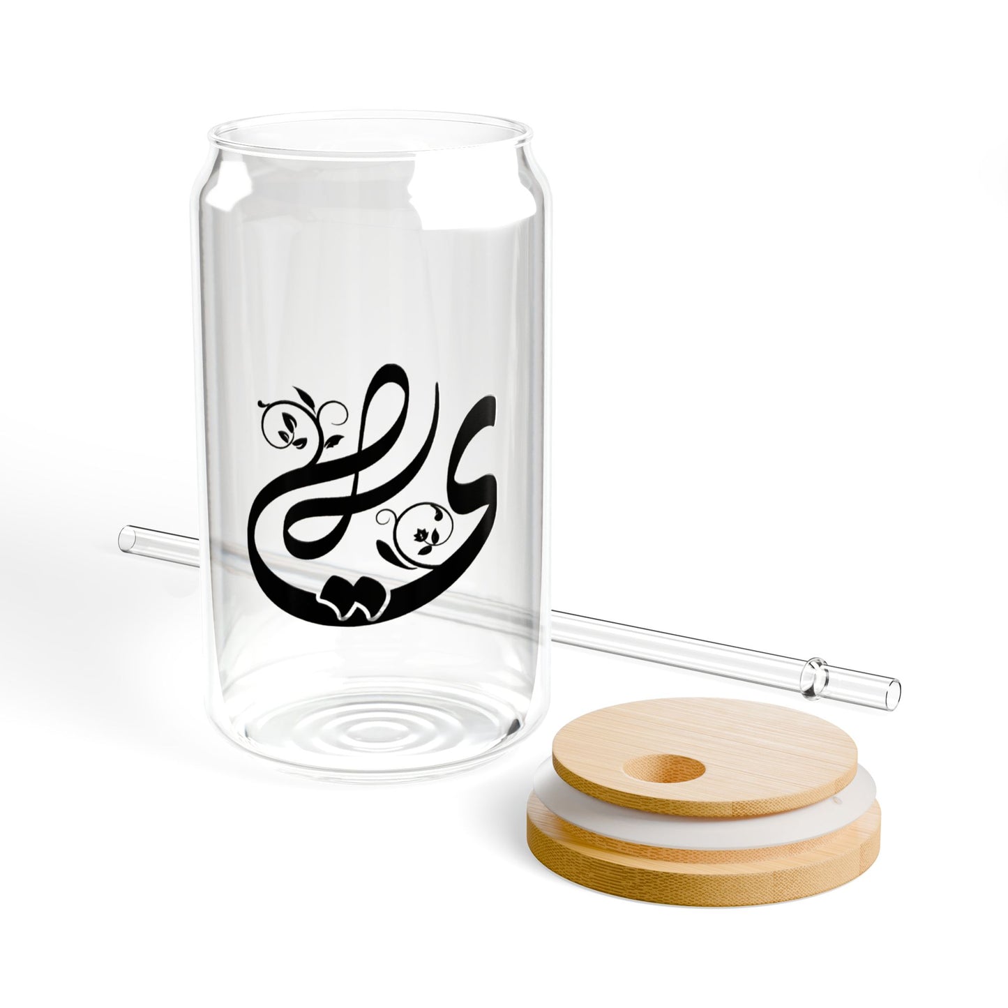 Arabic Letter “Ya” "ي" Monogram Sipper Glass, 16oz | Eco-Friendly Beverage Container | Perfect for Home, picnics, Gifts, and Parties