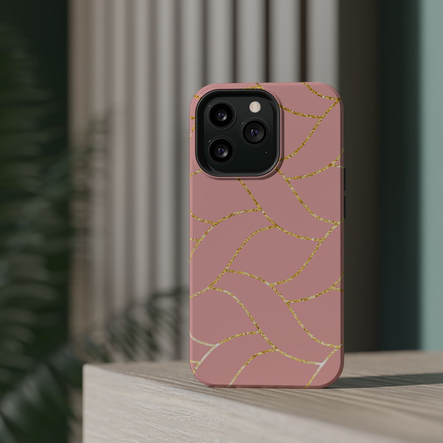 Pink and Gold Geometric Design - Iphone Magnetic Tough Case