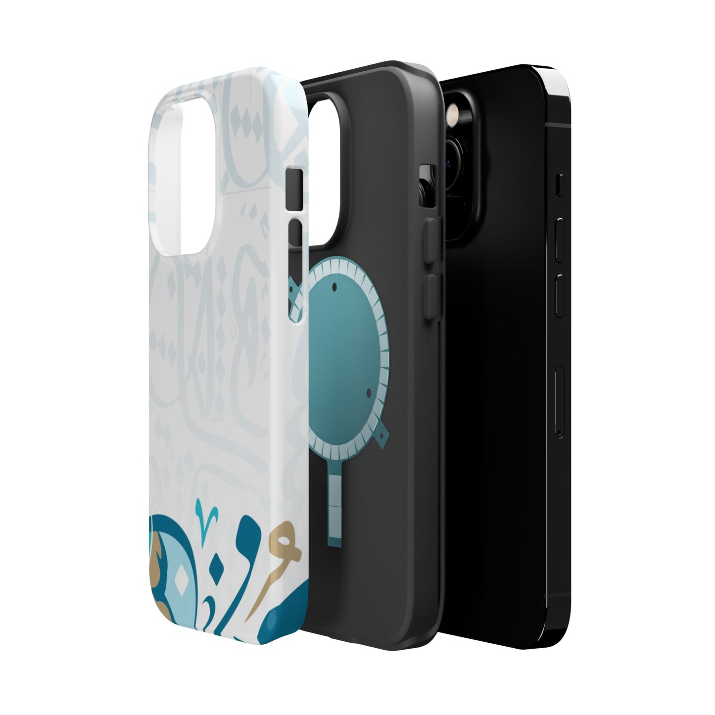 White Blue and Gold Arabic Calligraphy Iphone Magnetic Tough Case