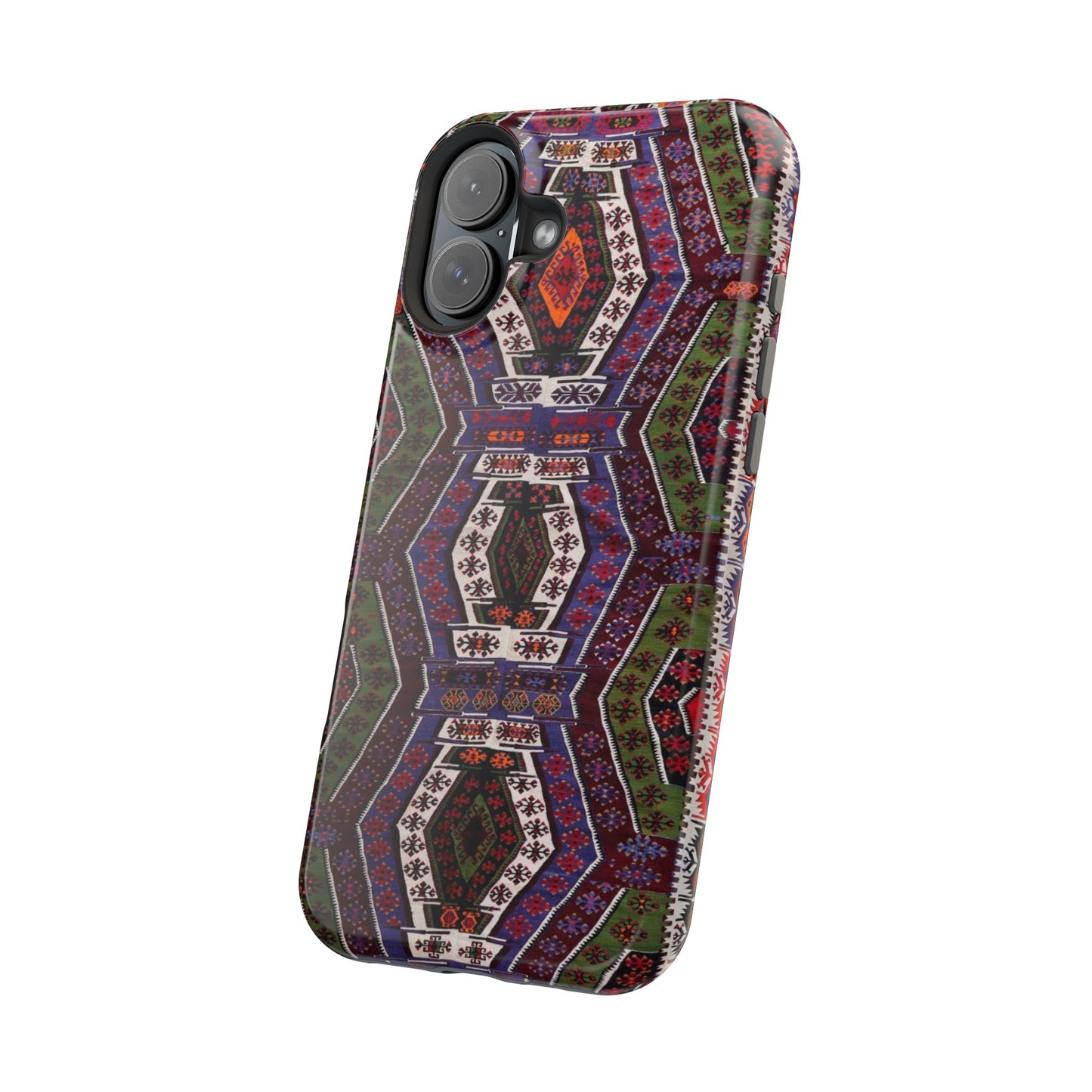 Purple and Green Geometric Design - Iphone Magnetic Tough Case