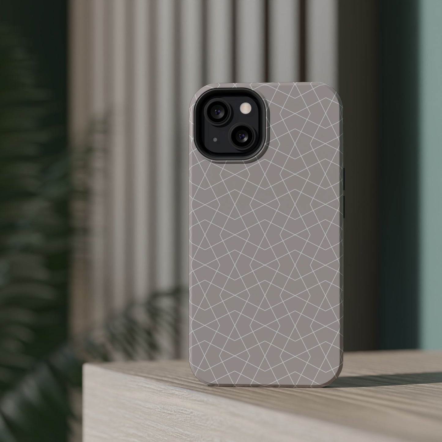 Beige and white geometric Design - Iphone Magnetic Tough Case