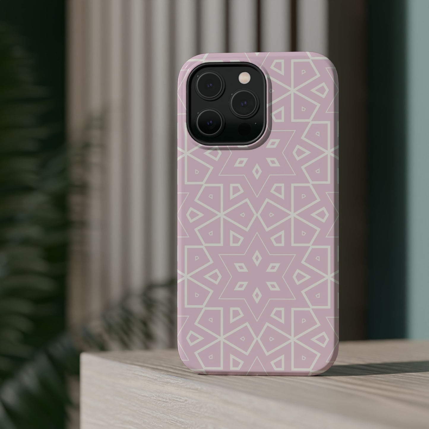 Pink and White Geometric Design Iphone Magnetic Tough Case