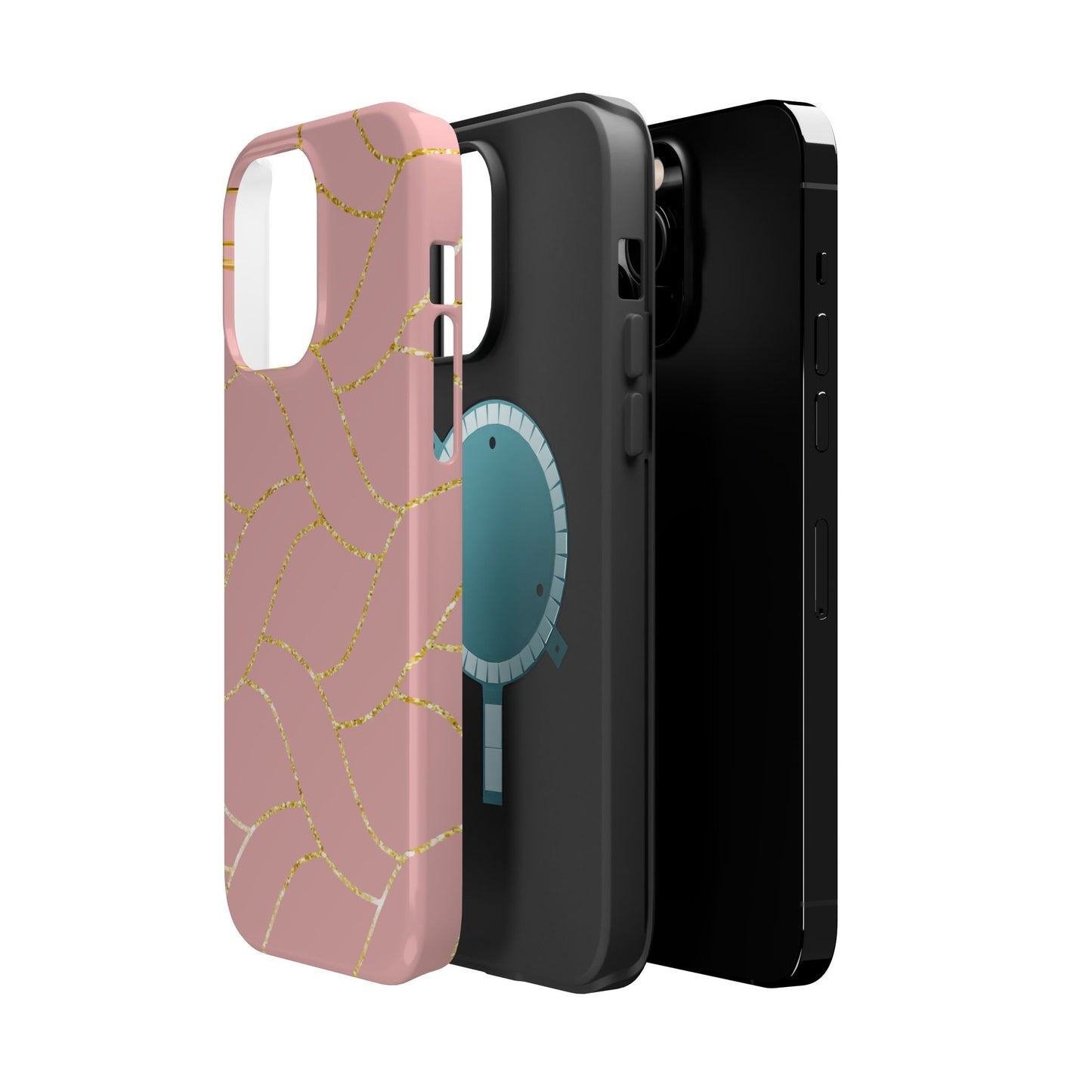 Pink and Gold Geometric Design - Iphone Magnetic Tough Case